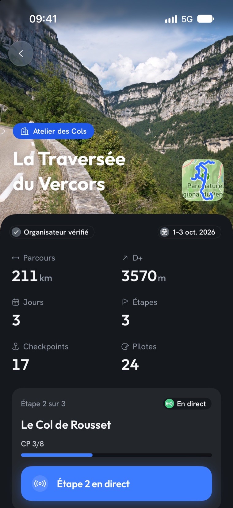 La page de l'événement